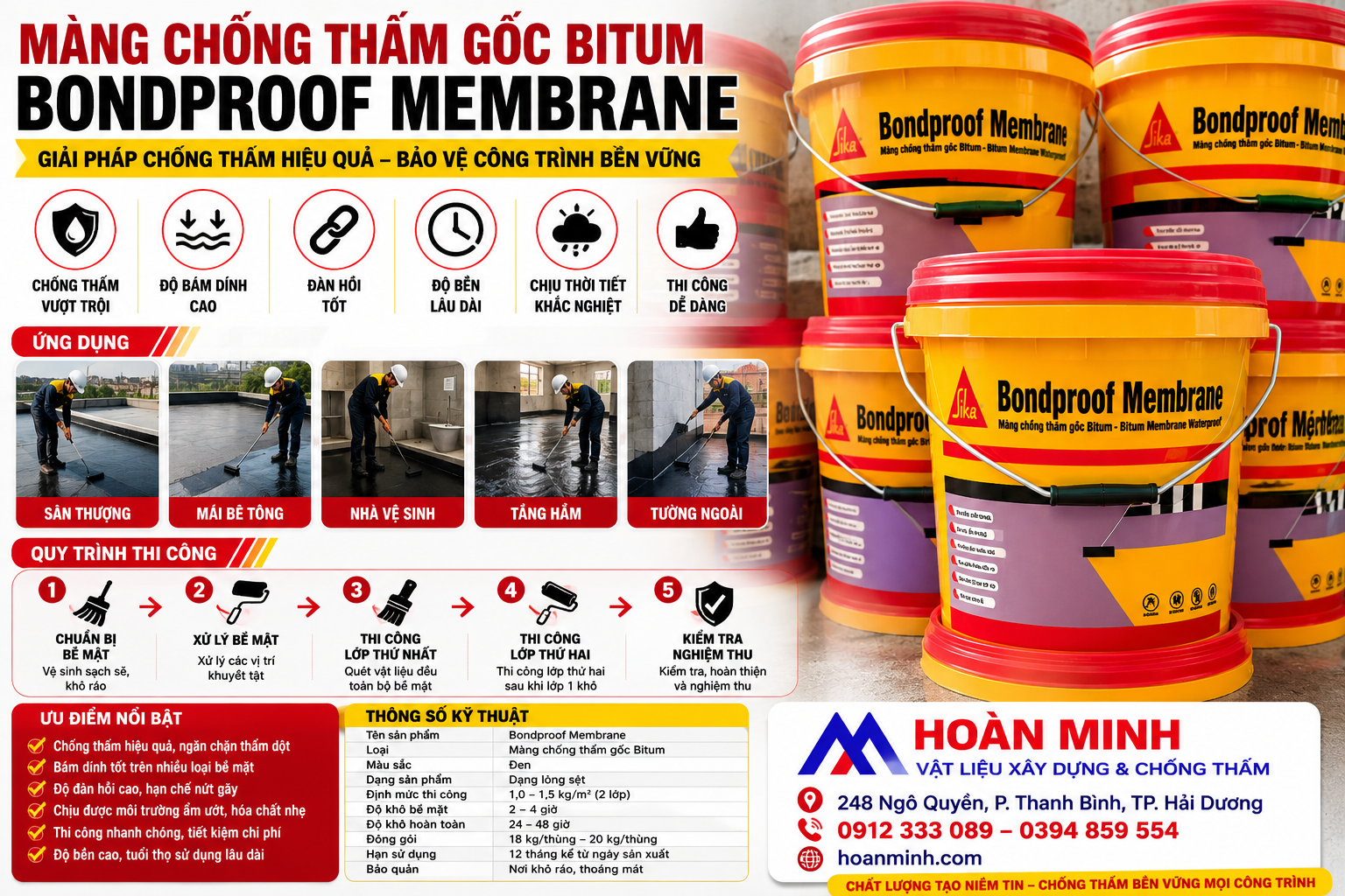 Màng chống thấm gốc Bitum Bondproof Membrane bảo vệ công trình bền vững