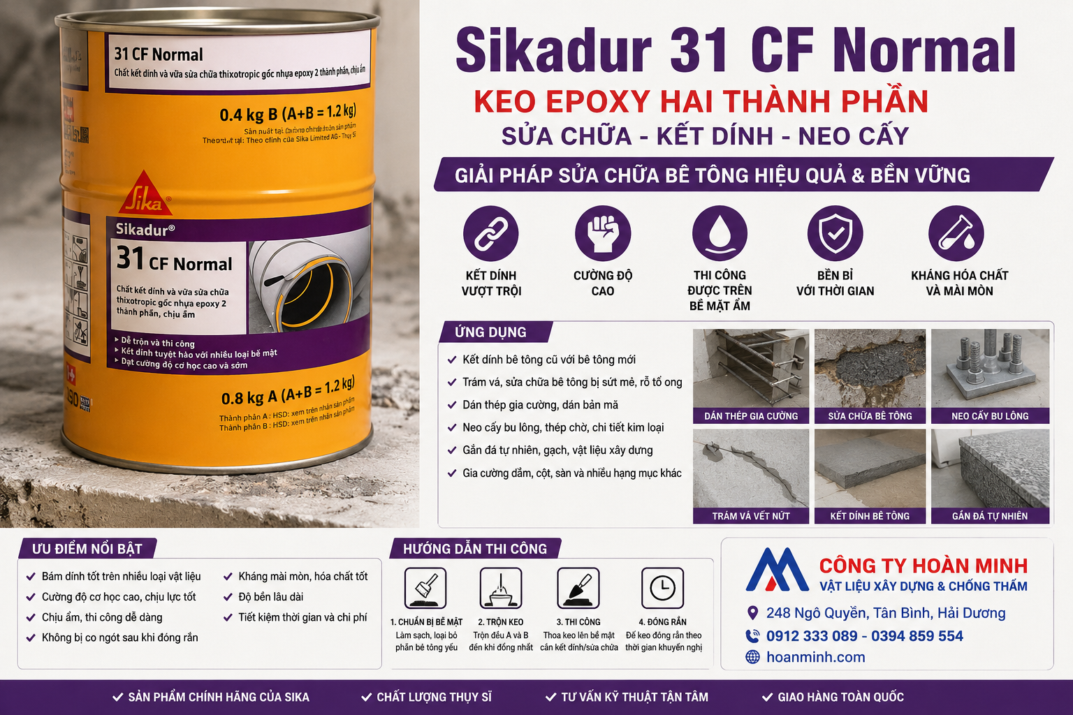 Sikadur 31 CF Normal Keo Epoxy Sửa Chữa Bê Tông Bền Vững Hiệu Quả Cao