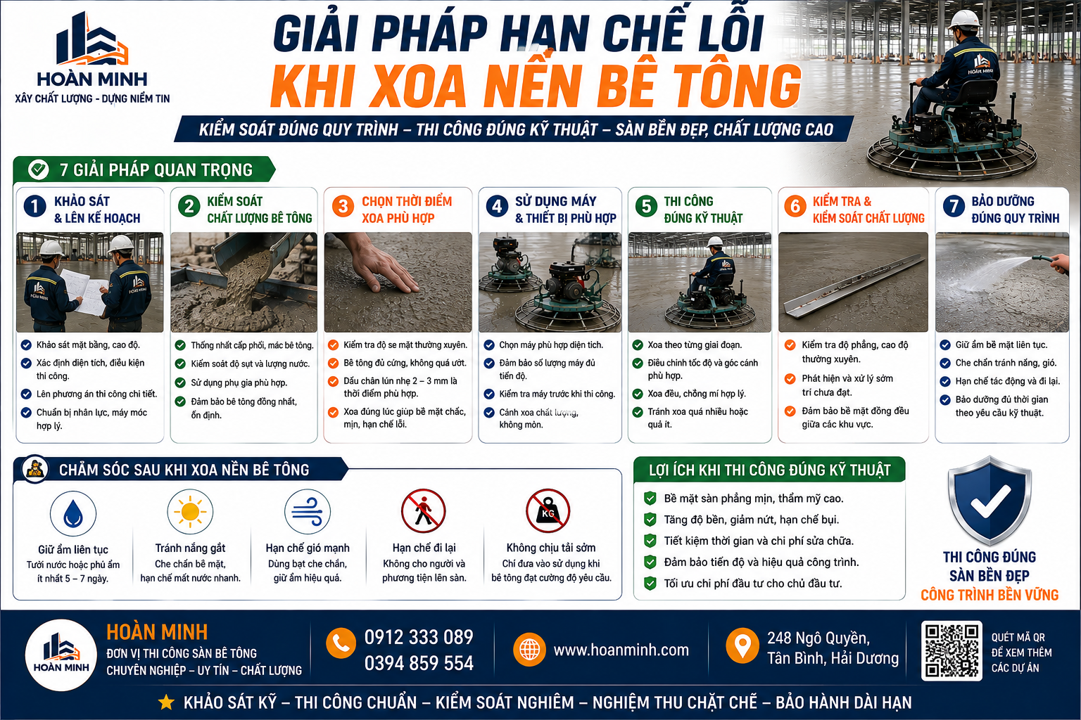 Giải pháp hạn chế lỗi khi xoa nền bê tông đúng kỹ thuật