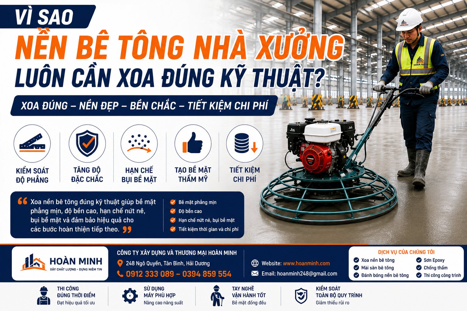 Vì Sao Nền Bê Tông Nhà Xưởng Luôn Cần Xoa Đúng Kỹ Thuật?