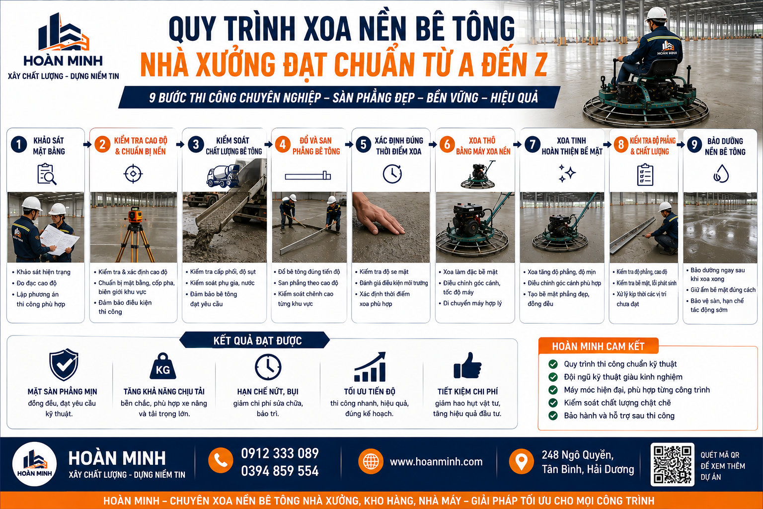 Quy Trình Xoa Nền Bê Tông Nhà Xưởng Đạt Chuẩn Từ A Đến Z